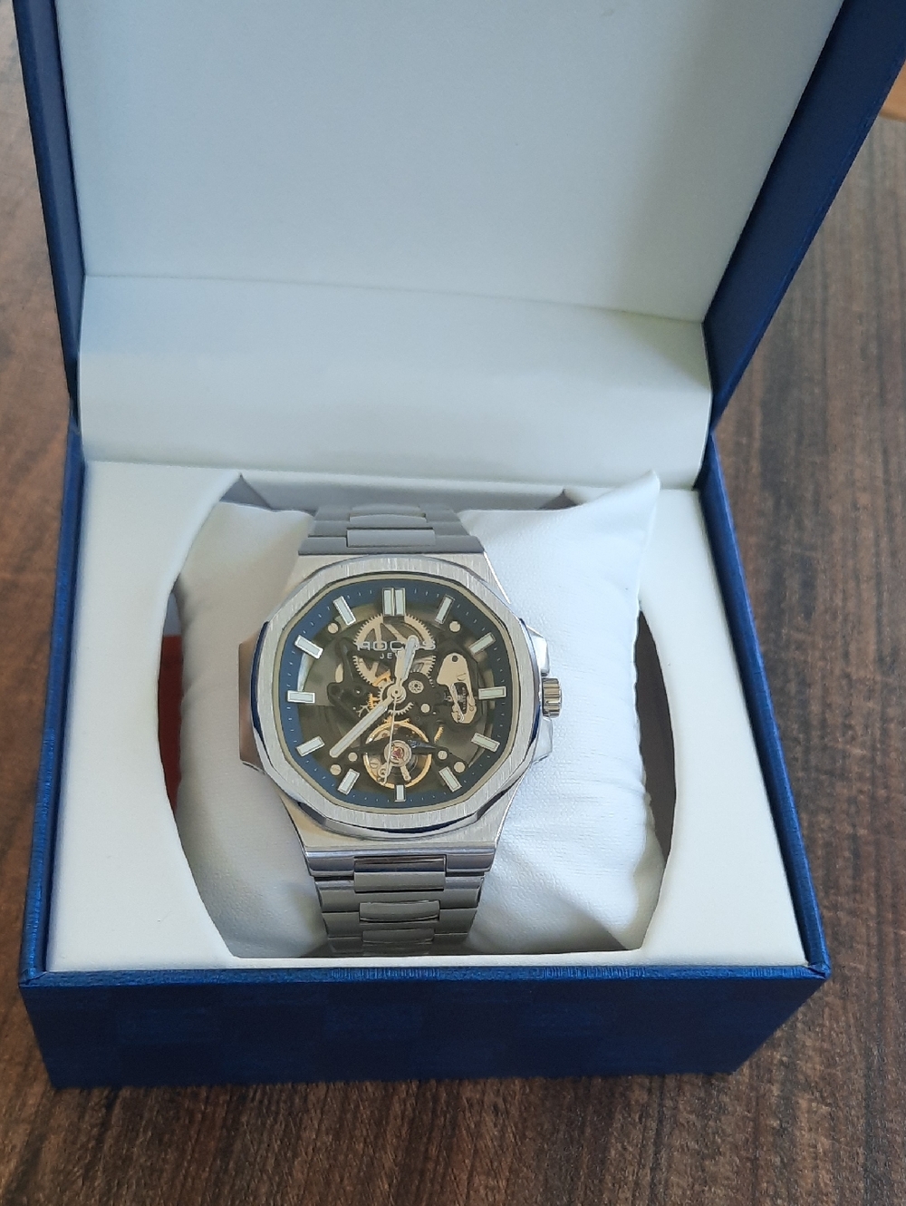 ROCOS Skeleton Dial Stainless Steel Watch